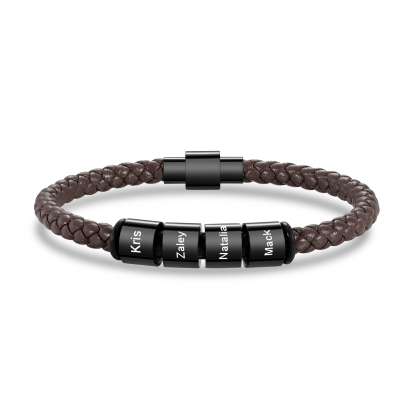 Personalized Men's Bead Bracelet with Custom 4 Names Personalized Gift for Him | Jessmade 