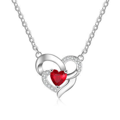 Personalized To My Daughter S925 Silver Women Heart Birthstone Necklace Set With Gift Card Gift Box-Special Gift For Daughter