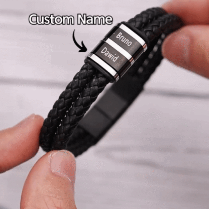 2 Names-Personalized Bead Bracelet Custom Men's Bracelet with Gift Box Engraved Name Personalized Gift for Man