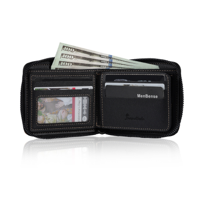 2-Names Personalized Leather Men's wallet With Card Slot Engraved With Name And Photo For Papa As a Father's Day Unique Gift