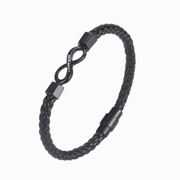 Personalized To My Man Infinity Leather Bracelet Gift Set, Custom Name Men's Bracelet Gifts For Him