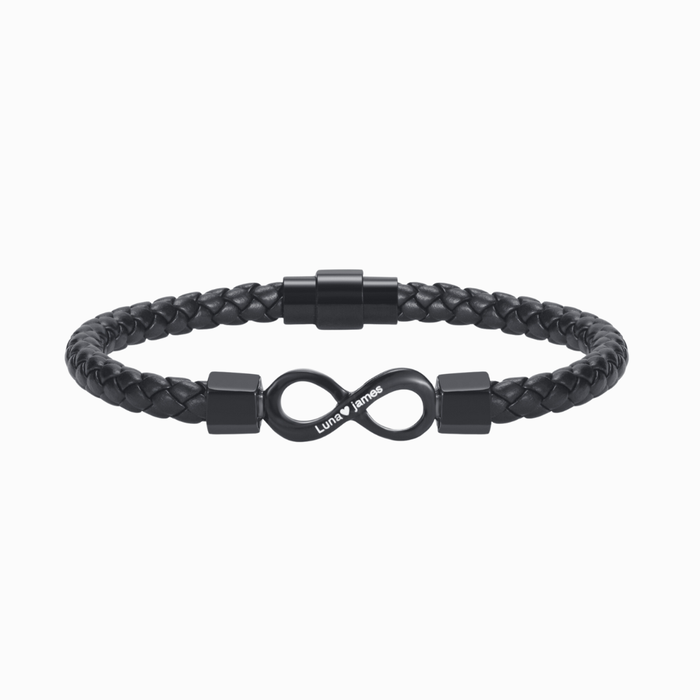 Personalized To My Man Infinity Leather Bracelet Gift Set, Custom Name Men's Bracelet Gifts For Him