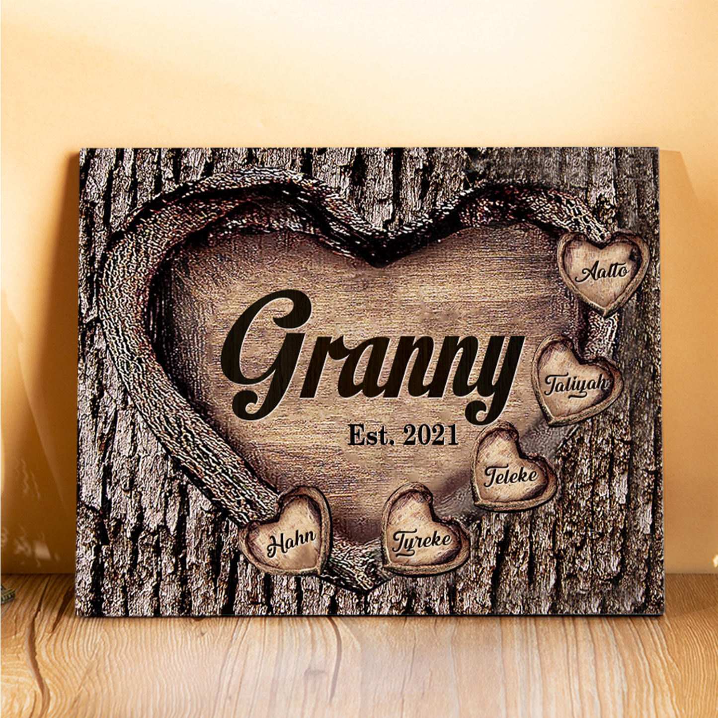 5 Names-Personalized Nana Wooden Ornament Custom Text And Date Home Decoration for Family