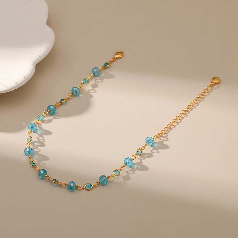 Blue Crystal Necklace Sparkly Necklace Gift For Her | Jeesmade