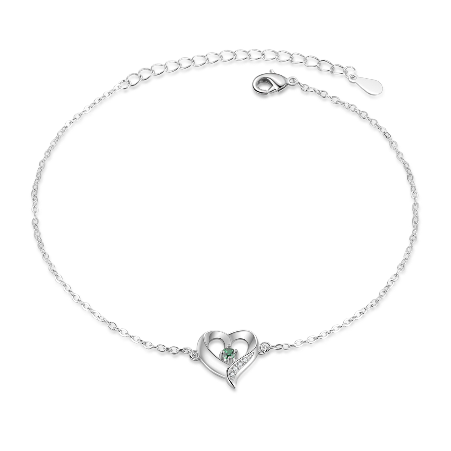 Personalized Heart Anklet – Custom Birthstone & Name, Unique Gift for Her
