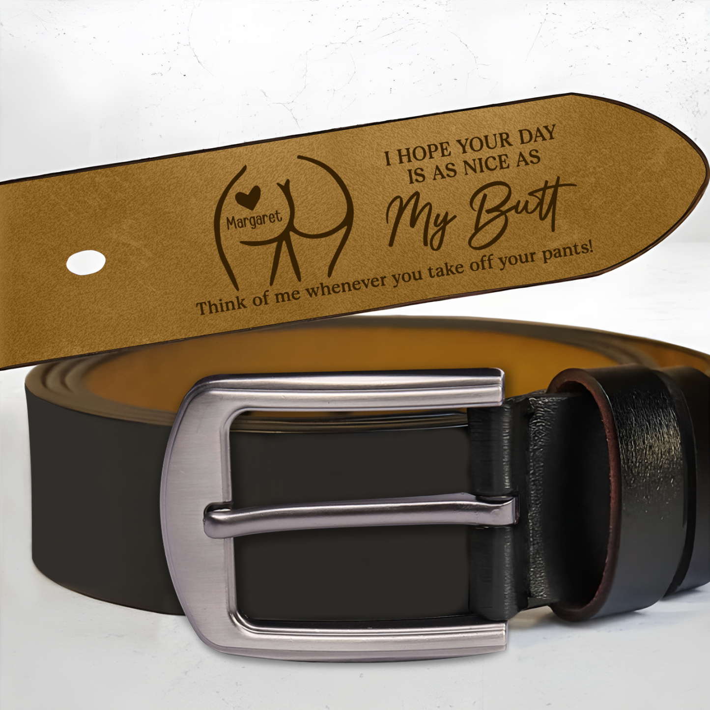 Funny Father’s Day Belt with Hidden Message - Personalized for Dad or Husband