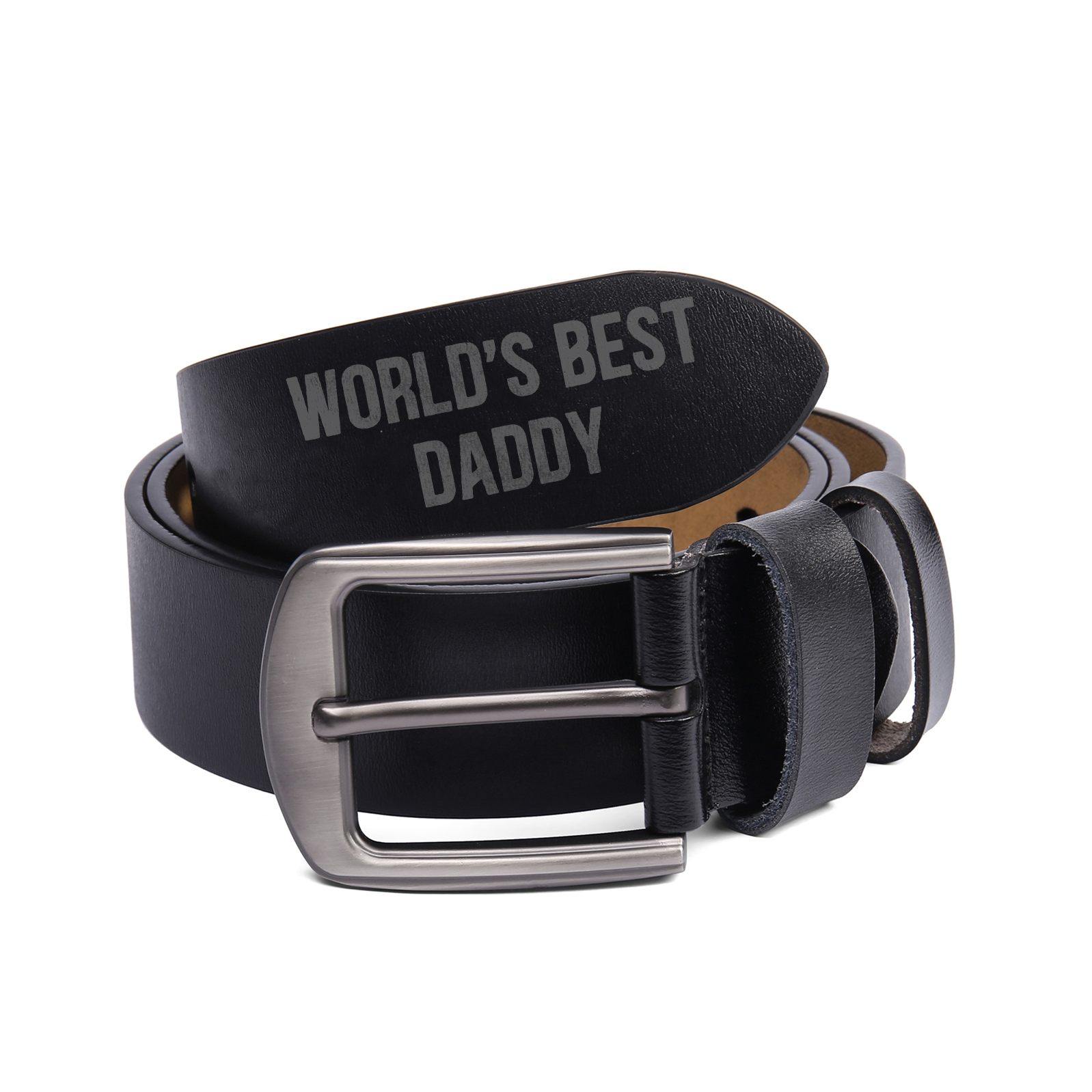 3 names & 2 texts - Personalized Leather Belt for Dad with symbolic handprints  – Hidden Message & Name - Father's Day