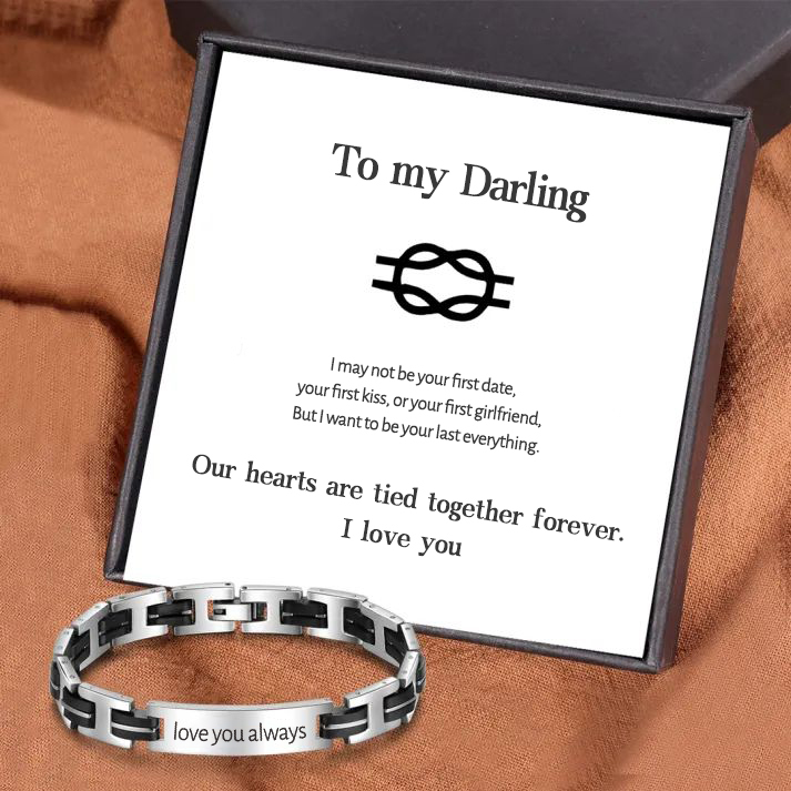 To My Man-Personalized Men's Bracelet Custom Text Id Strip Men's Brace