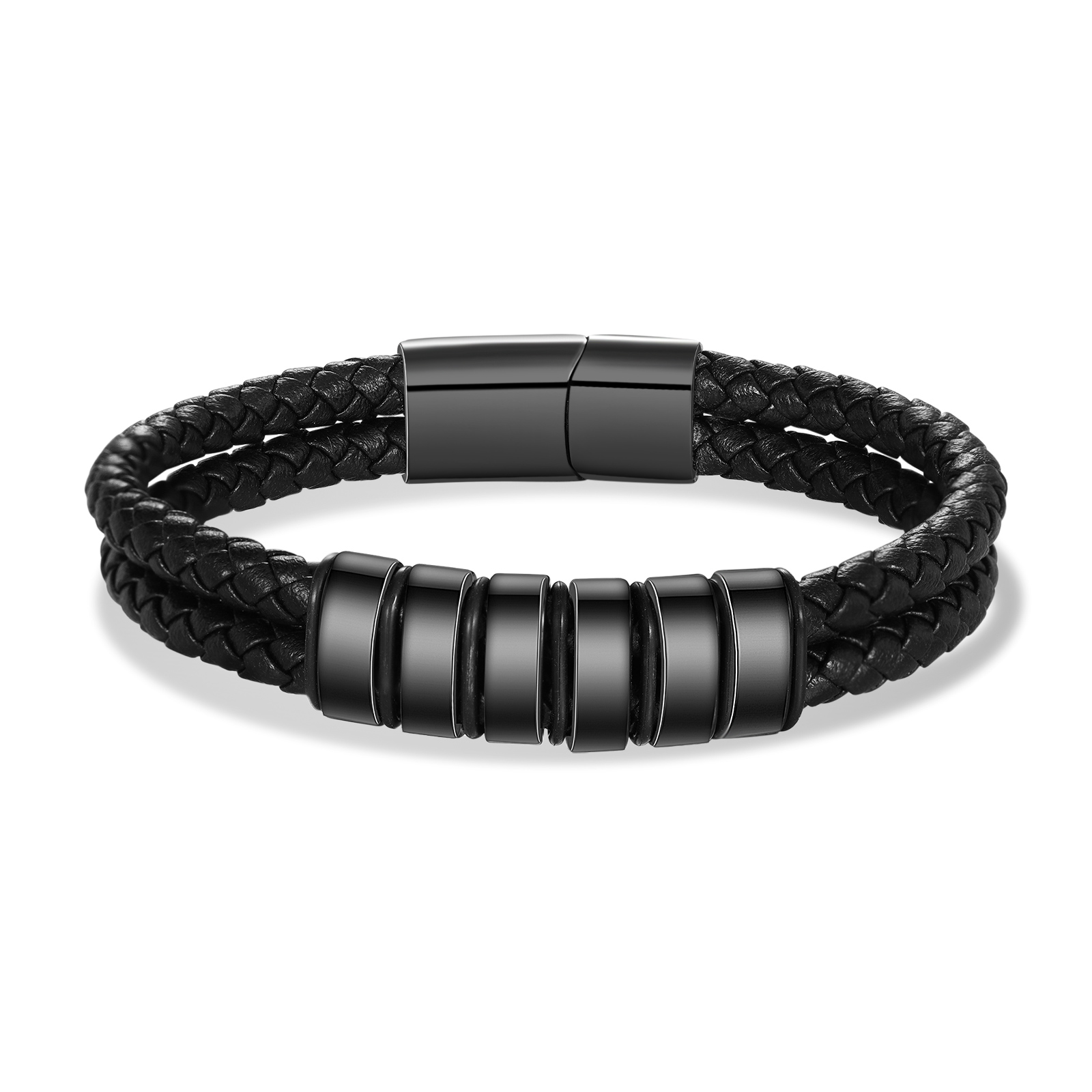 6 names - Father’s Day Custom Leather Bracelet – Personalized Name Beads & Message, Gift for Dad | Jessemade