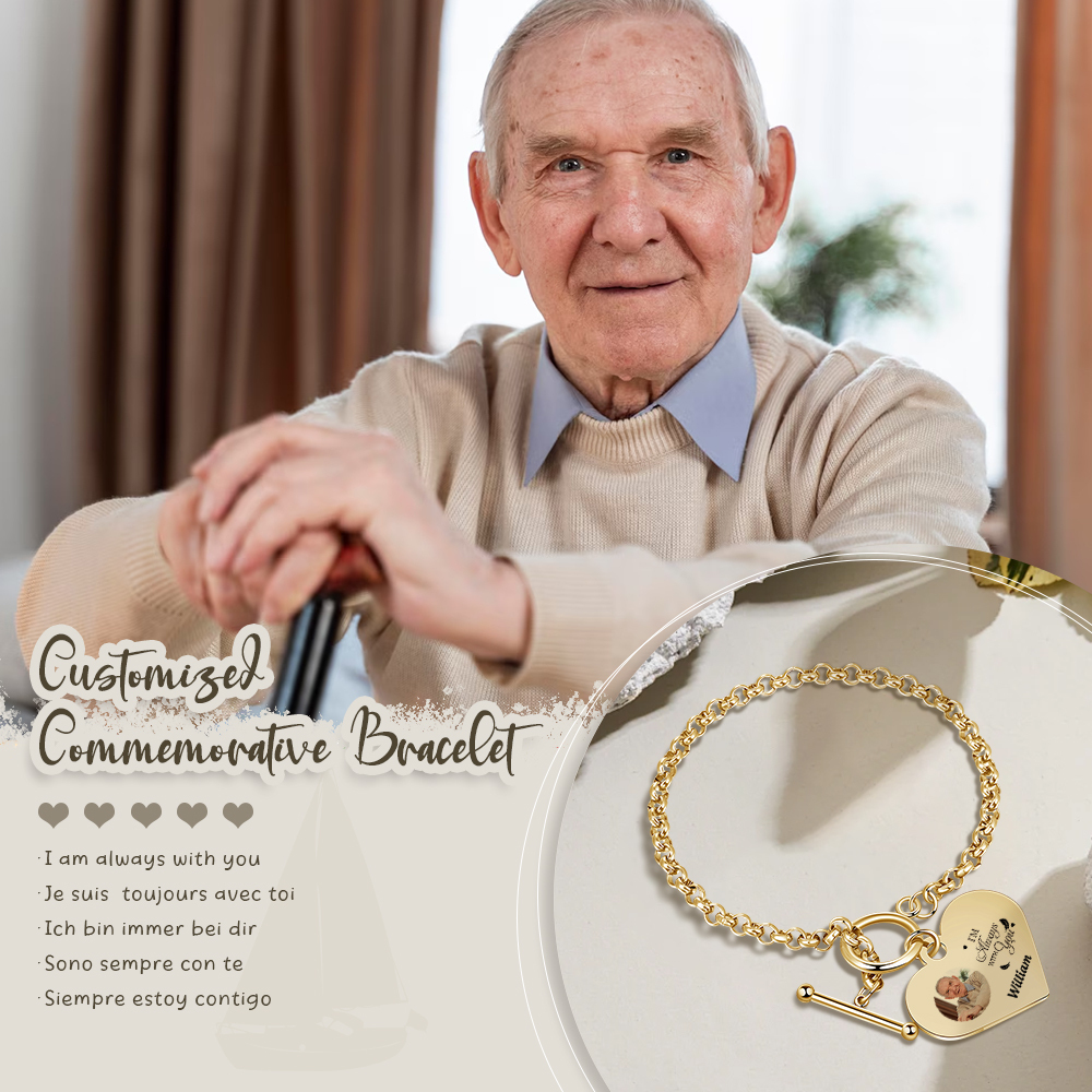 Personalised Memorial Bracelet –Custom Photo and Name Stainless Steel Bracelet- "I will always with you" | Jessemade