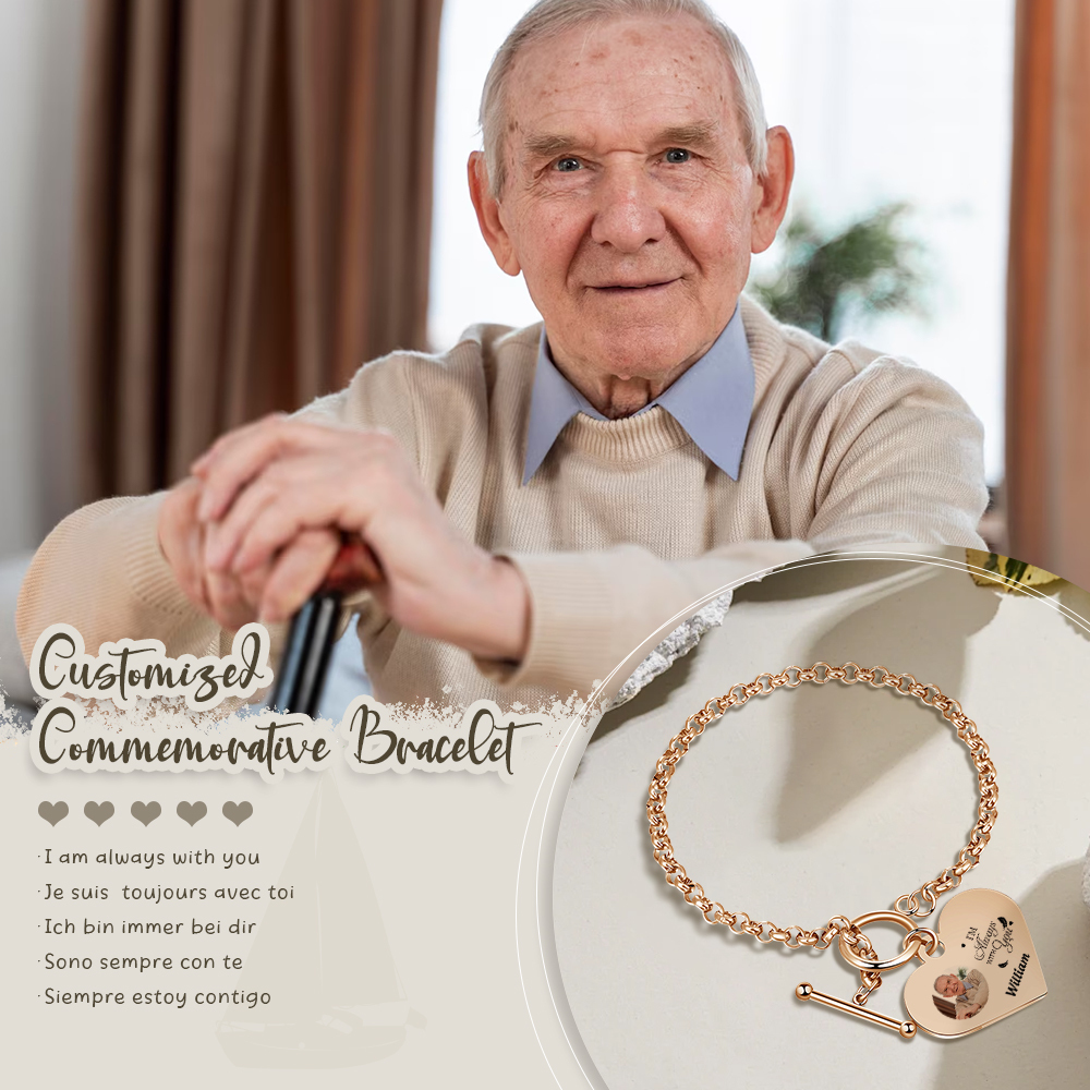 Personalised Memorial Bracelet –Custom Photo and Name Stainless Steel Bracelet- "I will always with you" | Jessemade