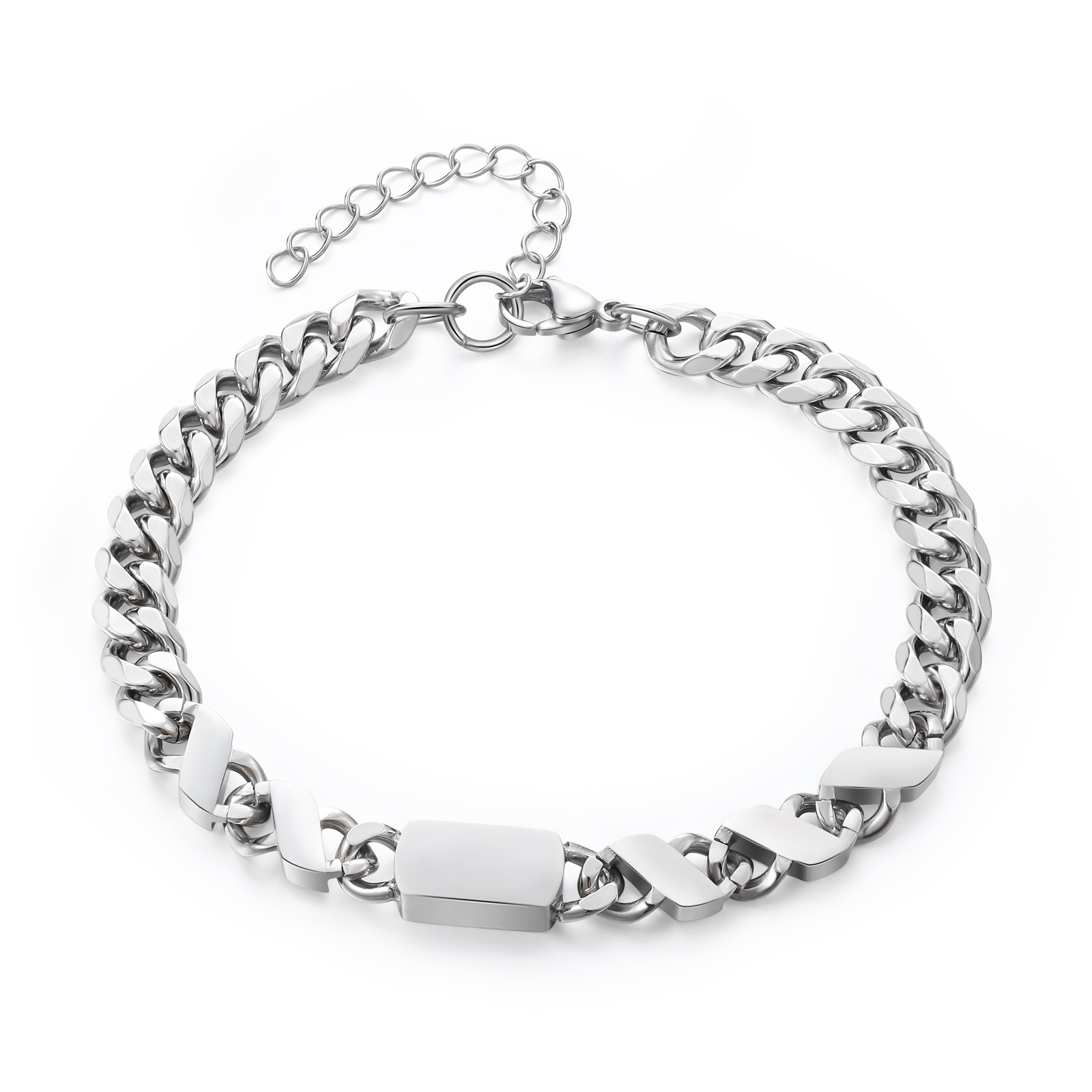 5 names - Personalized Father’s Day Cuban Bracelet - Stainless Steel Gift with Names/Text