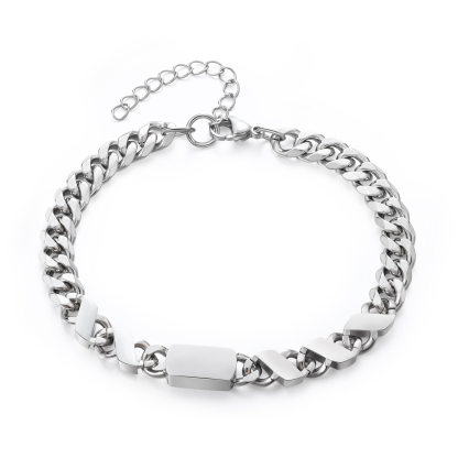 5 names - Personalized Father’s Day Cuban Bracelet - Stainless Steel Gift with Names/Text