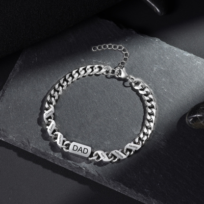 6 names - Personalized Father’s Day Cuban Bracelet - Stainless Steel Gift with Names/Text