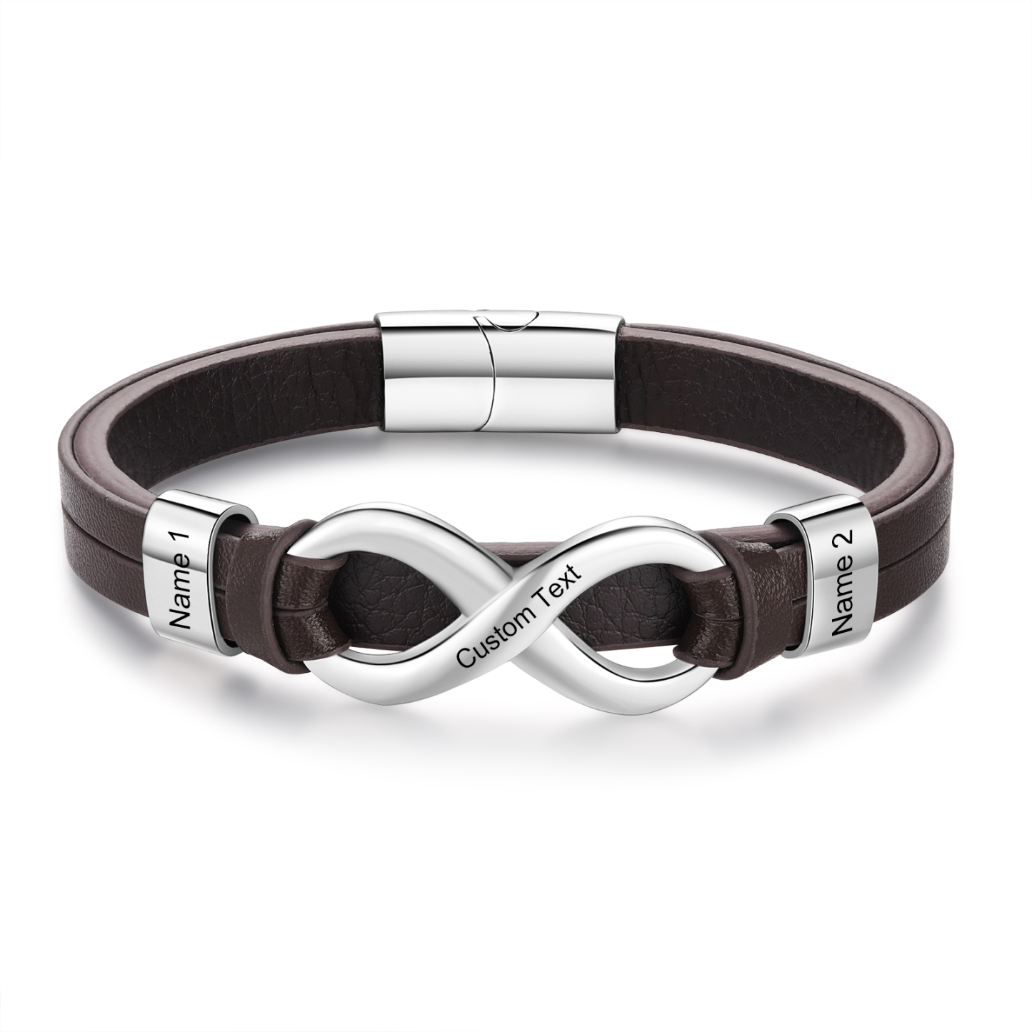 2 names - Custom Infinity Father’s Day Bracelet - Personalized Name & Text Engraved Gift