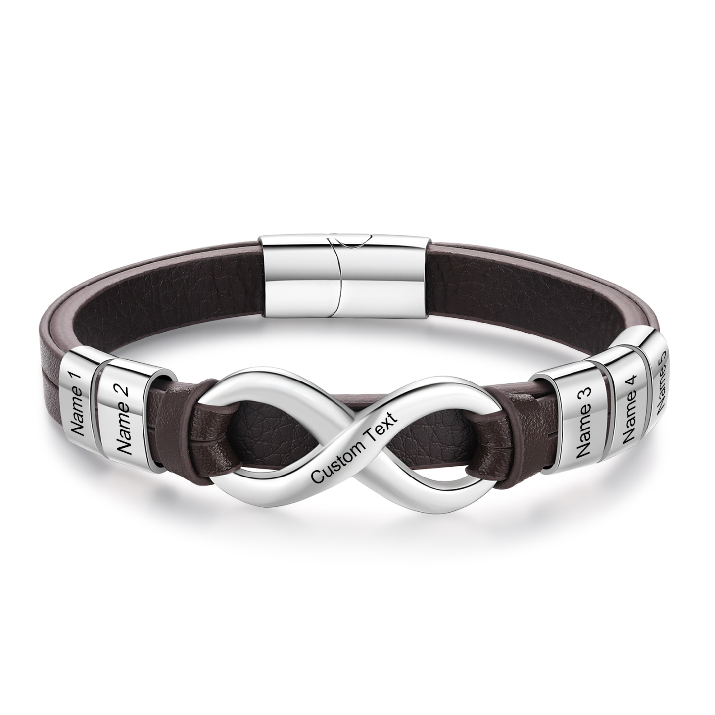 5 names - Custom Infinity Father’s Day Bracelet - Personalized Name & Text Engraved Gift
