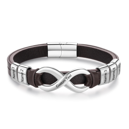 5 names - Custom Infinity Father’s Day Bracelet  - Personalized Name & Text Engraved Gift