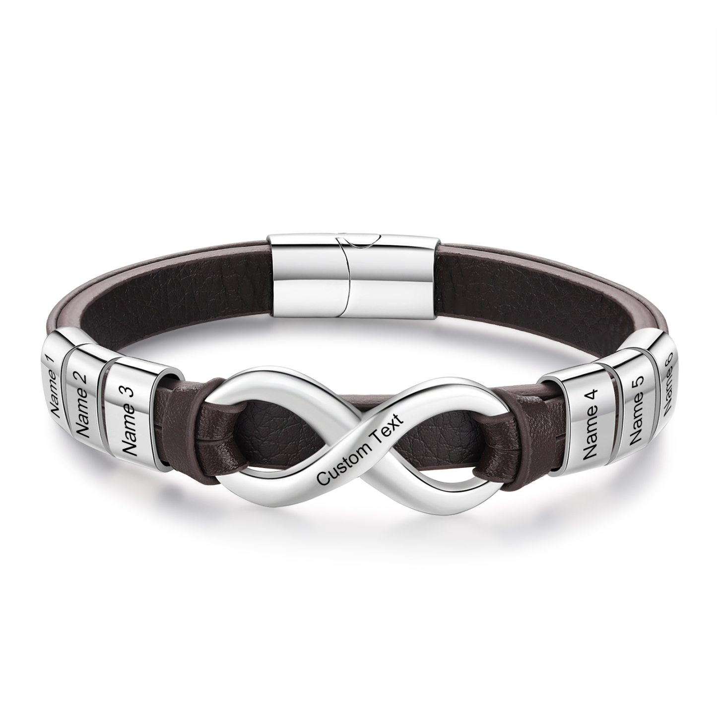 6 names - Custom Infinity Father’s Day Bracelet - Personalized Name & Text Engraved Gift