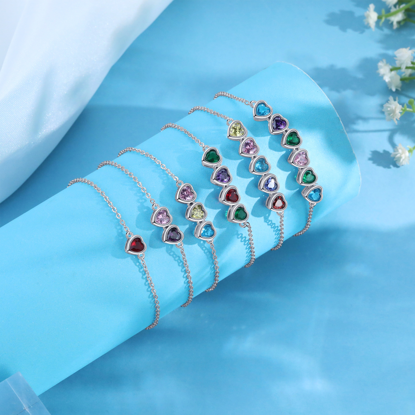 1 Birthstones - Personalized Birthstone Bracelet Gift for Mom - Mother's Day