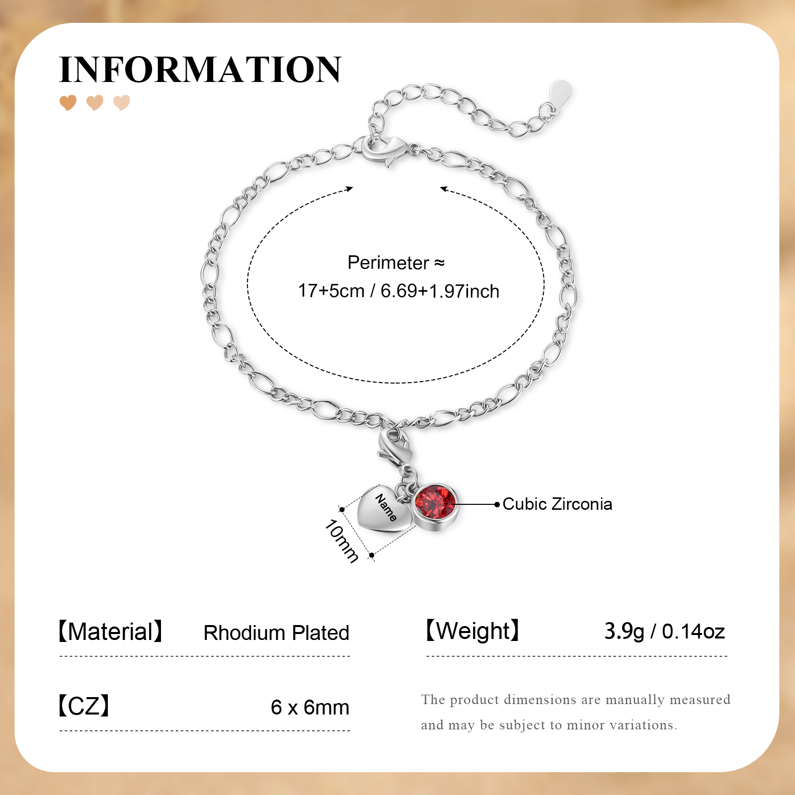 1 Birthstone & Name - Personalized Birthstone Beautiful Bracelet Gift for Her | Jessemade