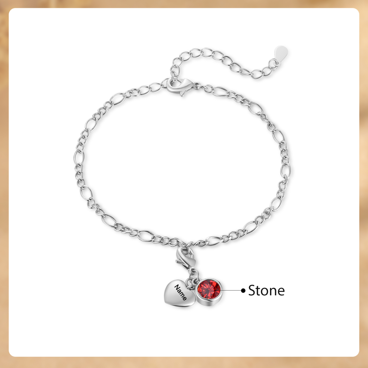 1 Birthstone & Name - Personalized Birthstone Beautiful Bracelet Gift for Her | Jessemade