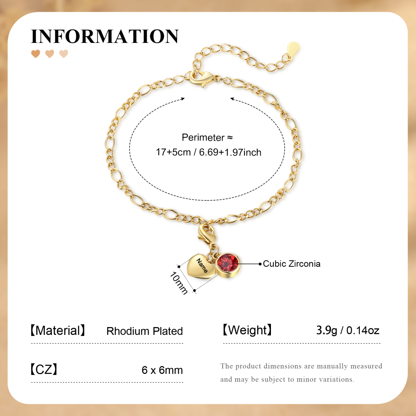 1 Birthstone & Name - Personalized Birthstone Beautiful Bracelet Gift for Her | Jessemade