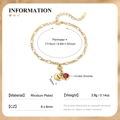 1 Birthstone & Name - Personalized Birthstone Beautiful Bracelet Gift for Her | Jessemade