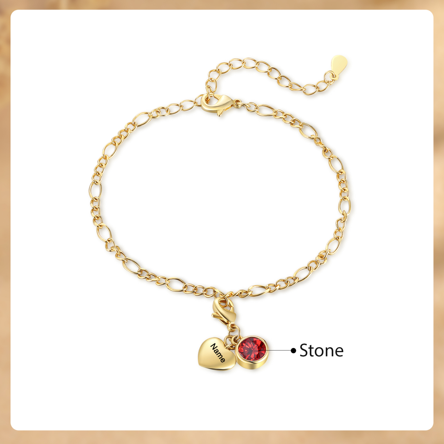 1 Birthstone & Name - Personalized Birthstone Beautiful Bracelet Gift for Her | Jessemade