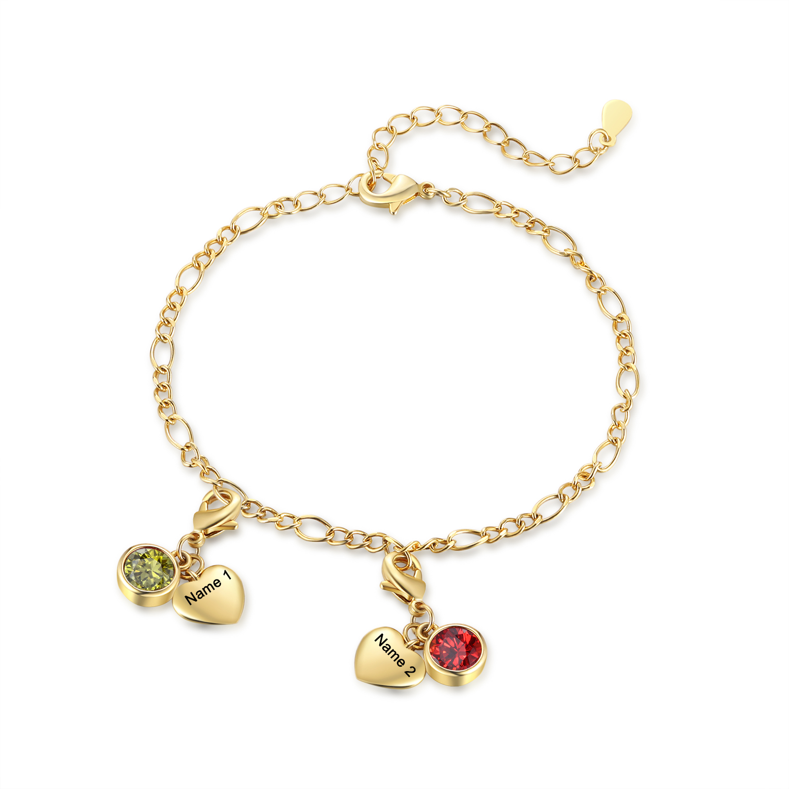 2 Birthstones & Names - Personalized Birthstone Beautiful Bracelet Gift for Her | Jessemade