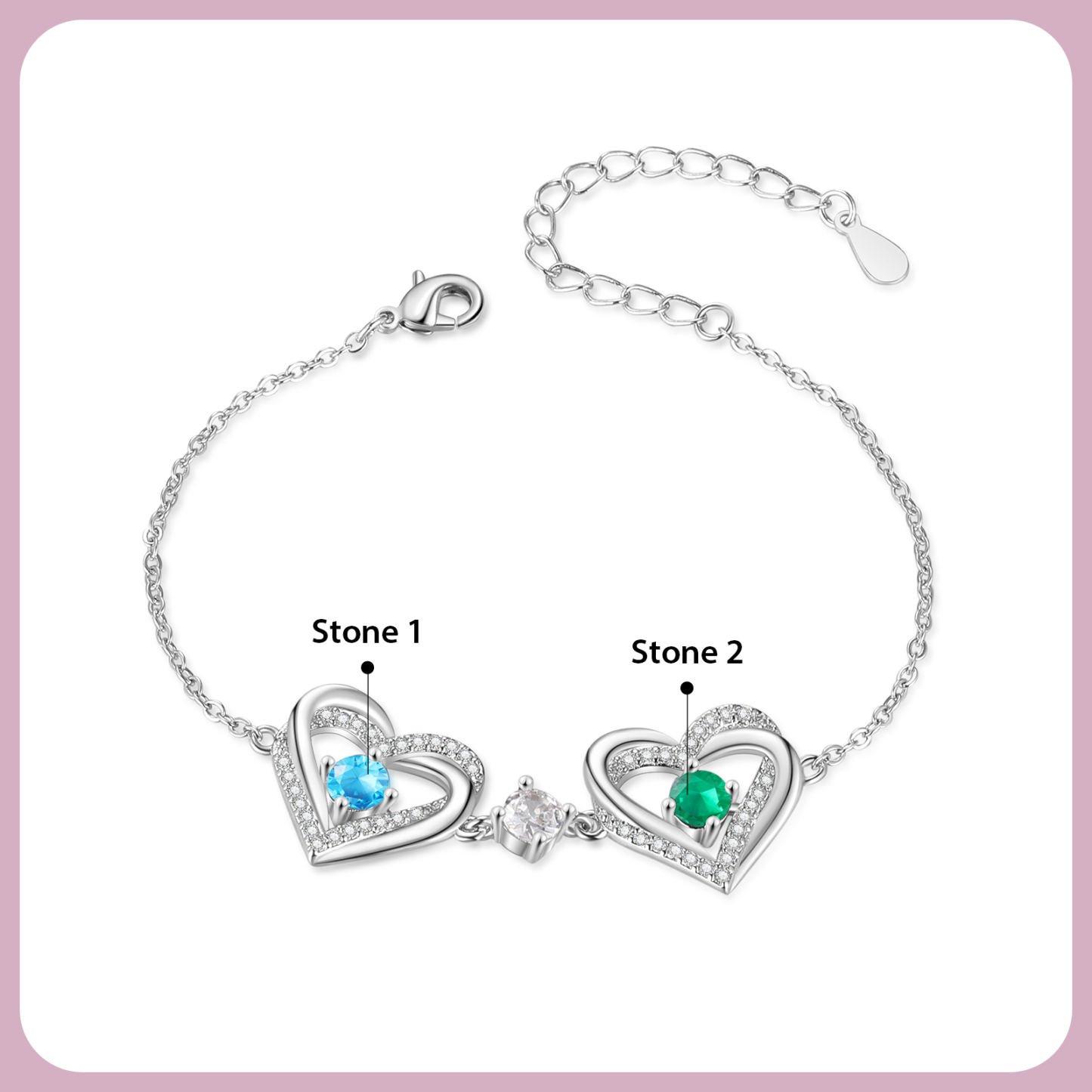 2 Birthstones - Elegant Personalized Jewelry Gift for Mother’s Day - Custom Women’s Bracelet with Birthstones