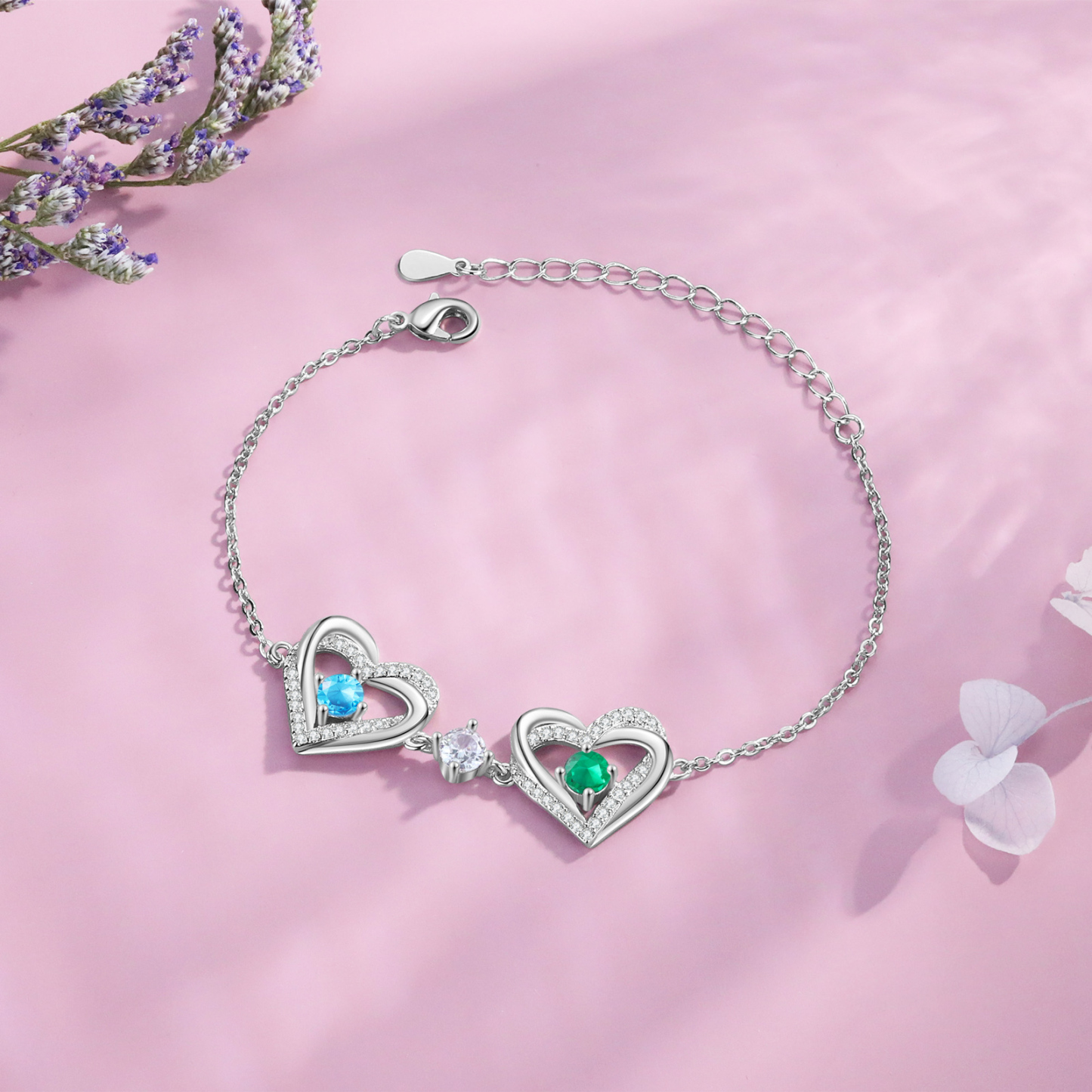 2 Birthstones - Elegant Personalized Jewelry Gift for Mother’s Day - Custom Women’s Bracelet with Birthstones