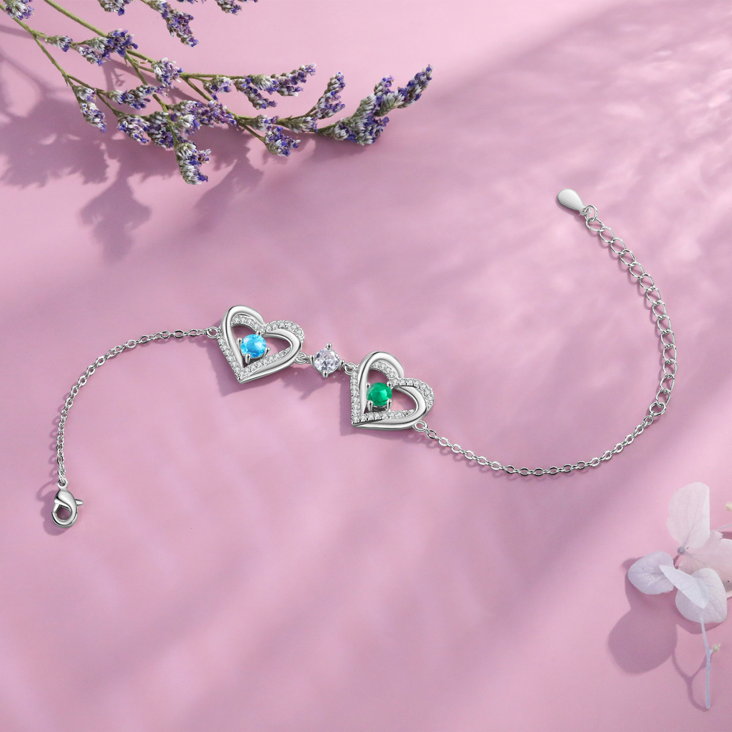 2 Birthstones - Elegant Personalized Jewelry Gift for Mother’s Day - Custom Women’s Bracelet with Birthstones