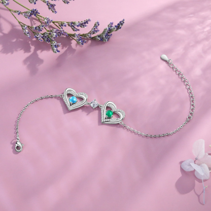 2 Birthstones - Elegant Personalized Jewelry Gift for Mother’s Day - Custom Women’s Bracelet with Birthstones 