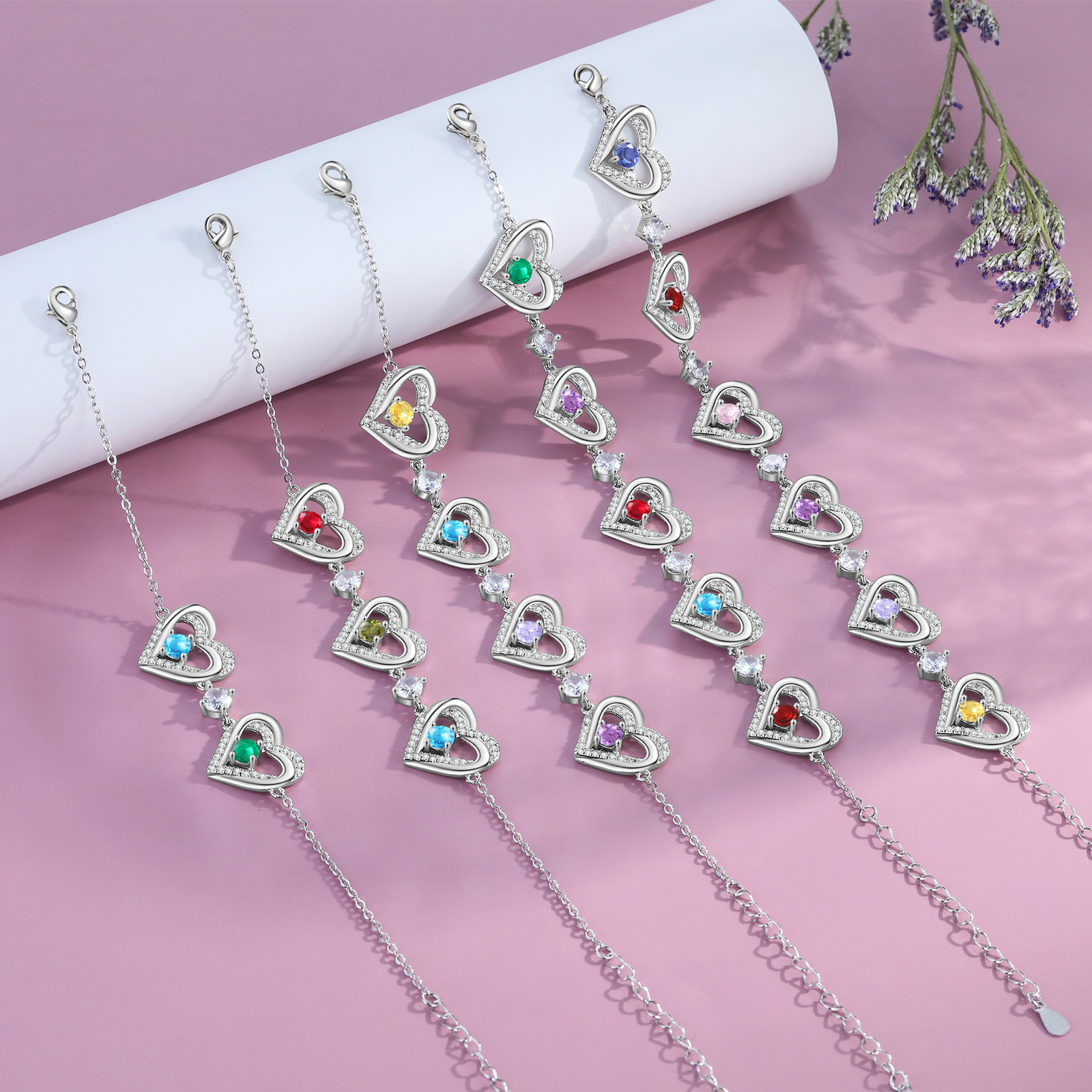 2 Birthstones - Elegant Personalized Jewelry Gift for Mother’s Day - Custom Women’s Bracelet with Birthstones 