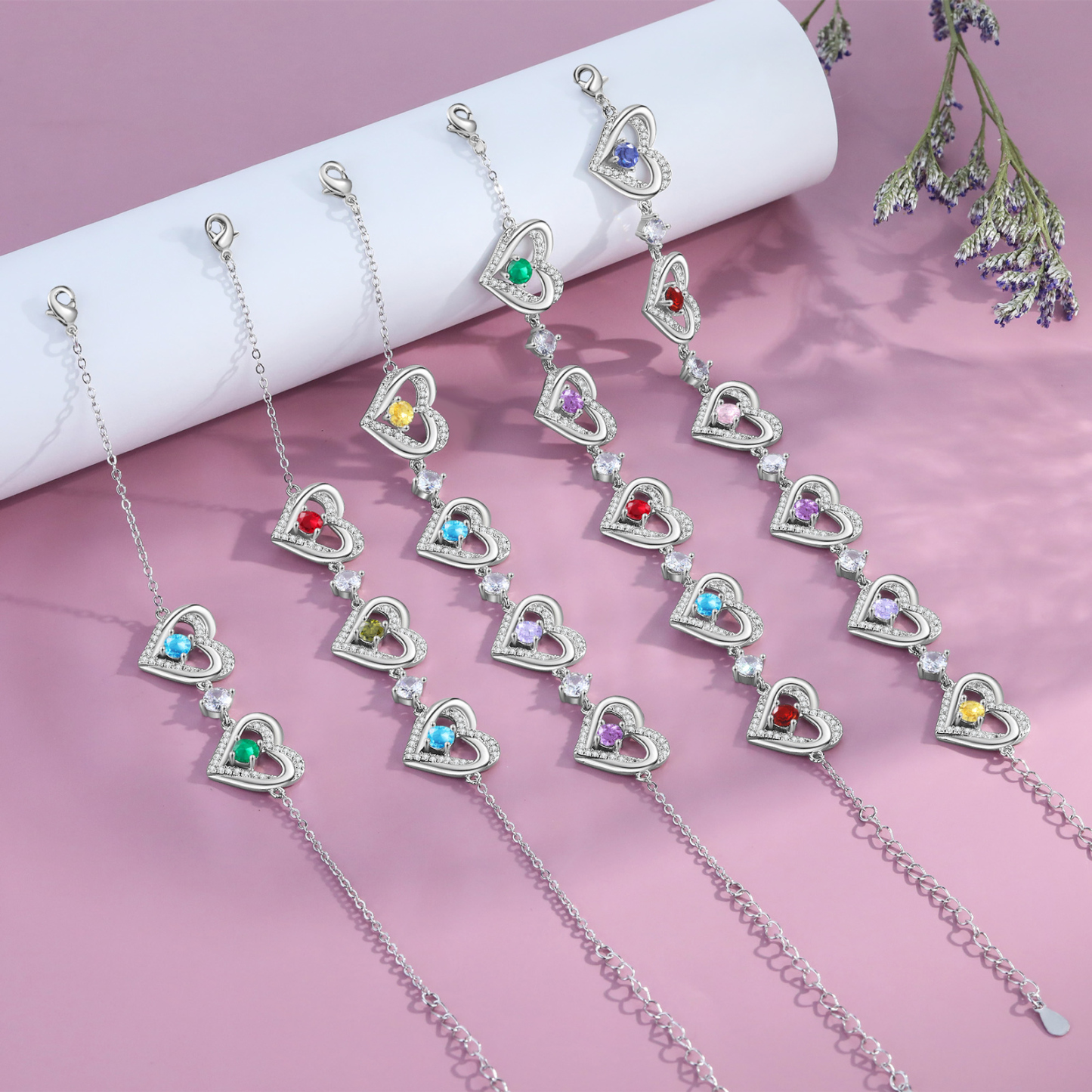 2 Birthstones - Elegant Personalized Jewelry Gift for Mother’s Day - Custom Women’s Bracelet with Birthstones