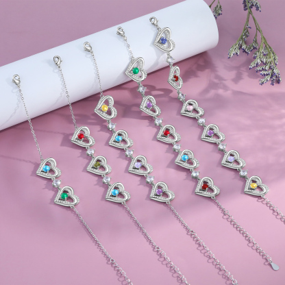 2 Birthstones - Elegant Personalized Jewelry Gift for Mother’s Day - Custom Women’s Bracelet with Birthstones 