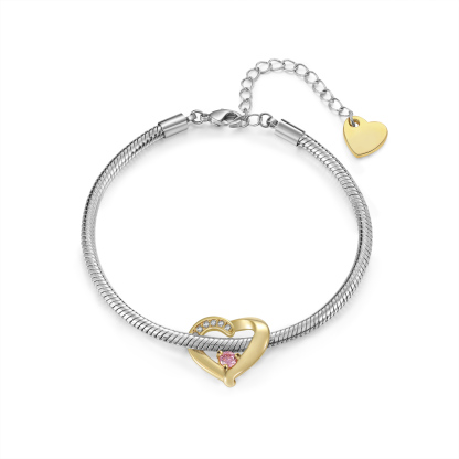 For Loved Ones - Custom Heart Bracelet with Birthstone & Name - Unique Gift for Her, Mother, Grandma, Fri