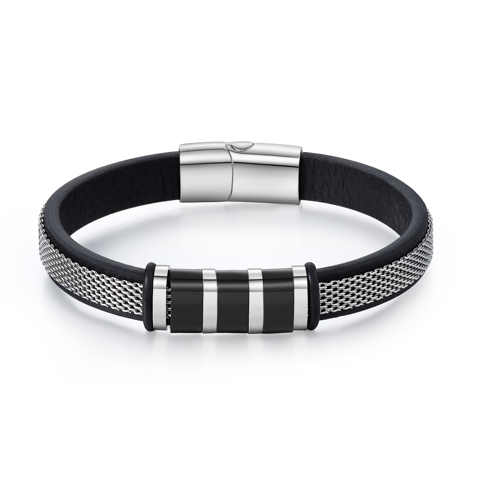 3 names - Father’s Day Bracelet with Custom Names – Stainless Steel & Leather Design