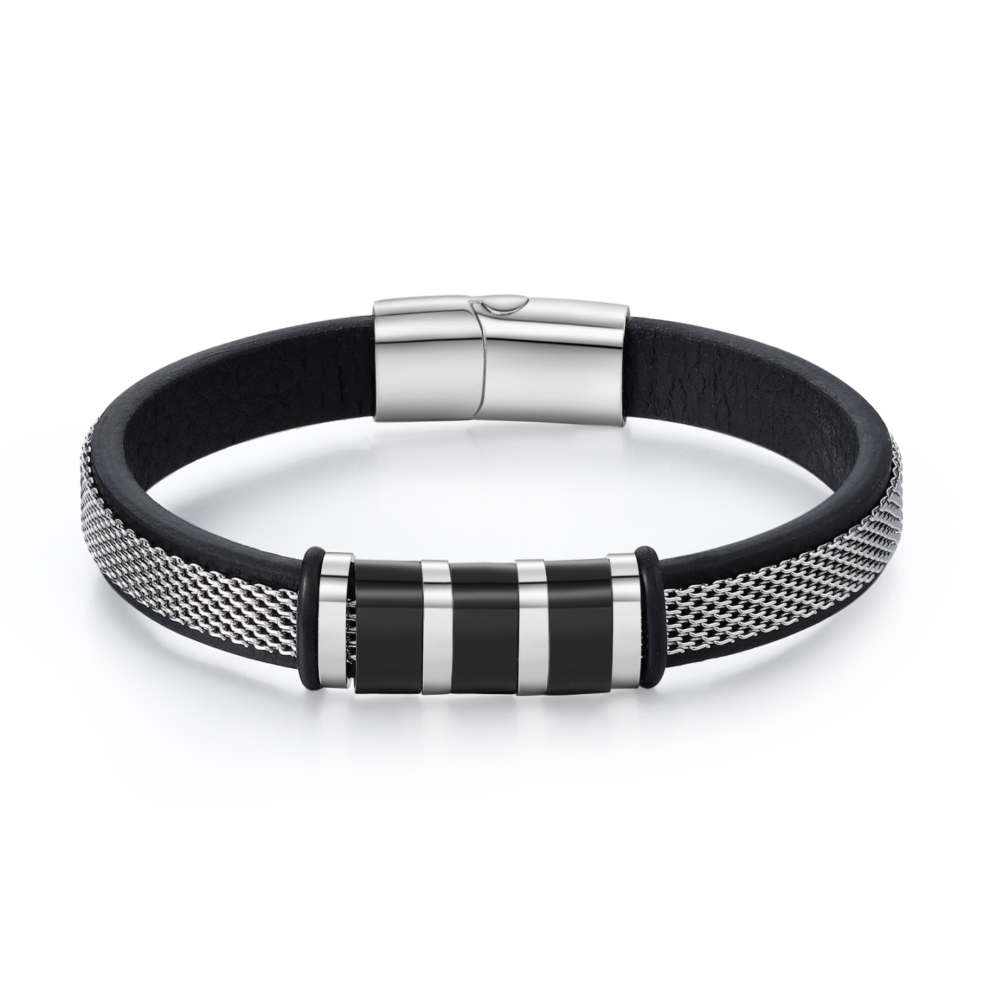 3 names - Father’s Day Bracelet with Custom Names – Stainless Steel & Leather Design