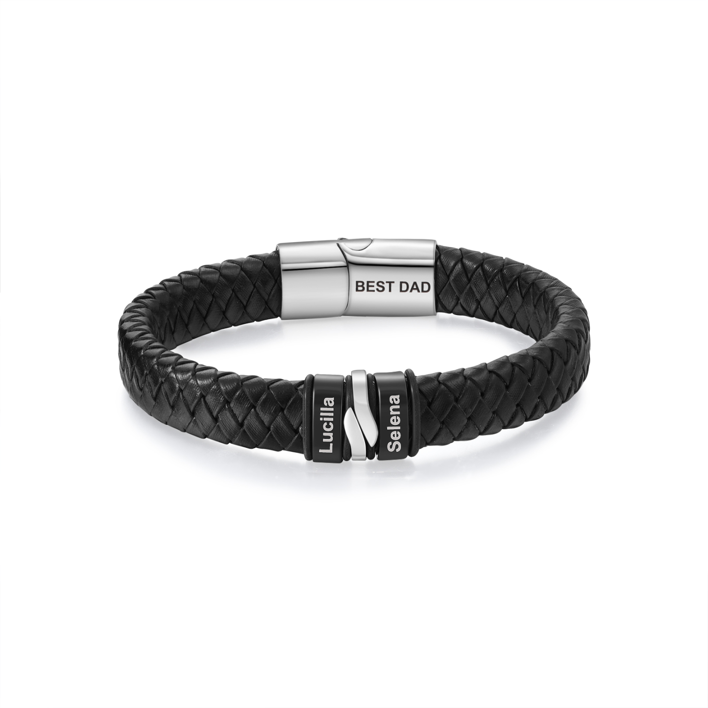 2 names - Personalized Stainless Steel Men’s Bracelet, Custom Names for Dad’s Gift