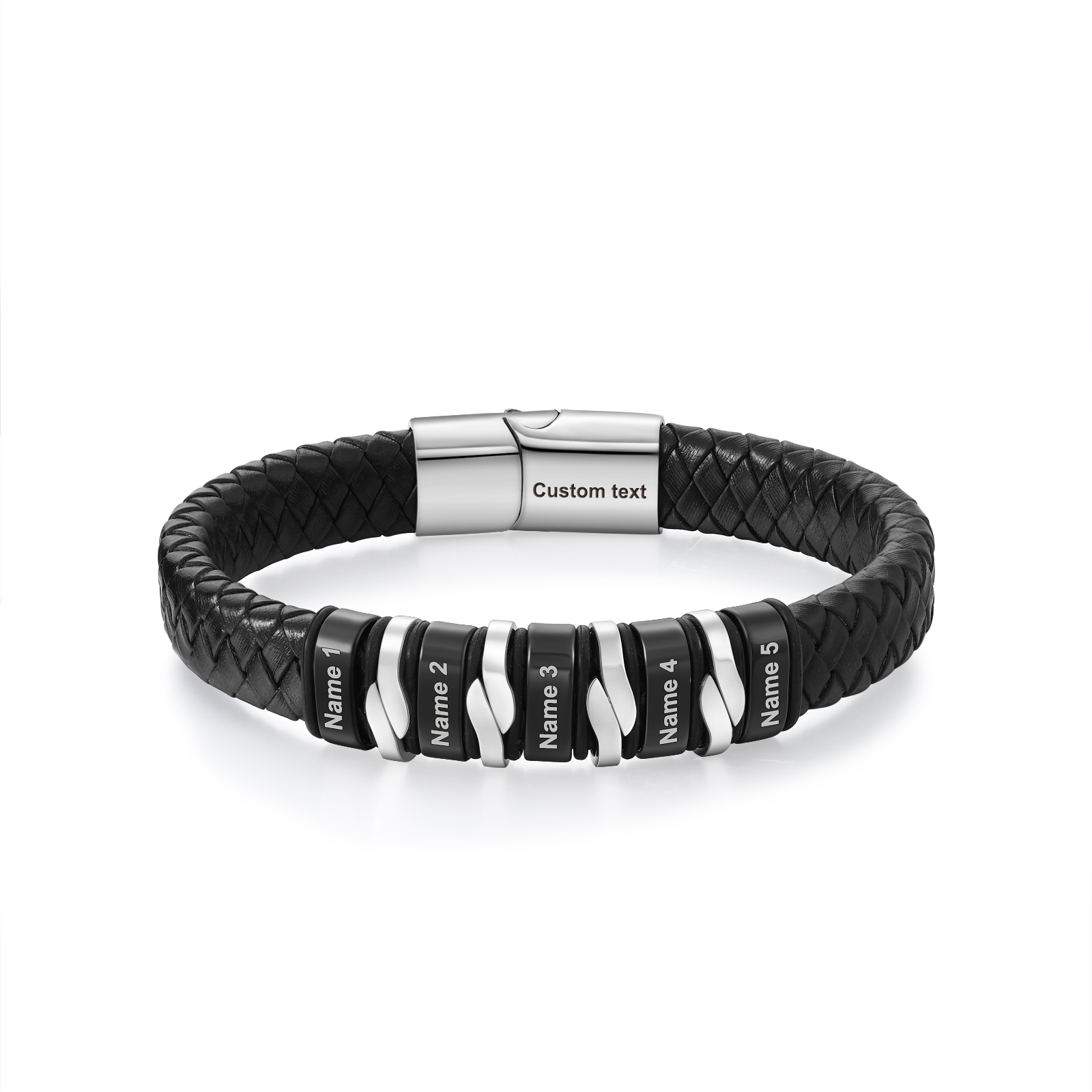 7 names - Personalized Stainless Steel Men’s Bracelet, Custom Names for Dad’s Gift