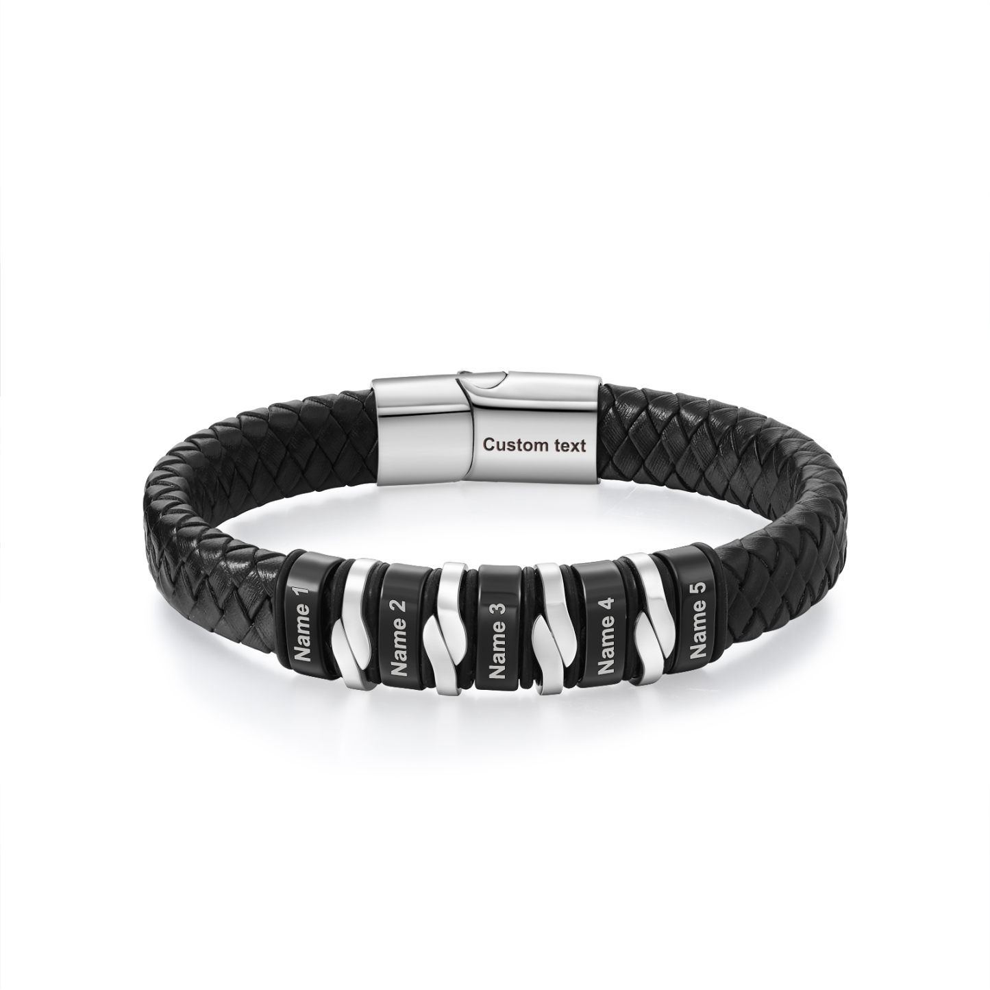 5 names - Personalized Stainless Steel Men’s Bracelet, Custom Names for Dad’s Gift