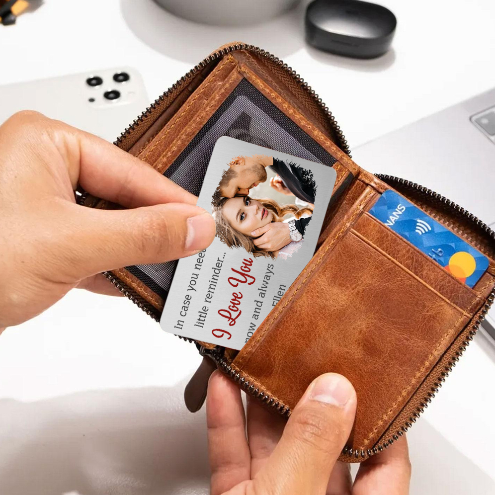 Personalised Couple Photo Alloy Wallet Card Custom with Text Gift for Loved Ones | Jessmade
