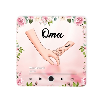 Personalized Hand-in-Hand Music Fridge Magnet Engraved 1 Name & 1 Text– Custom Special Gift For Mom/Nana/Nanny| Jessemade