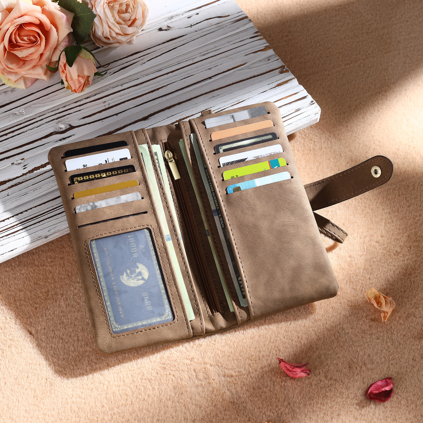 Personalised Women’s Wallet with Custom Name, Photo, and Birth Flower – Multiple Colour Options – Valentine’s Day Gift for Her | Jessemade