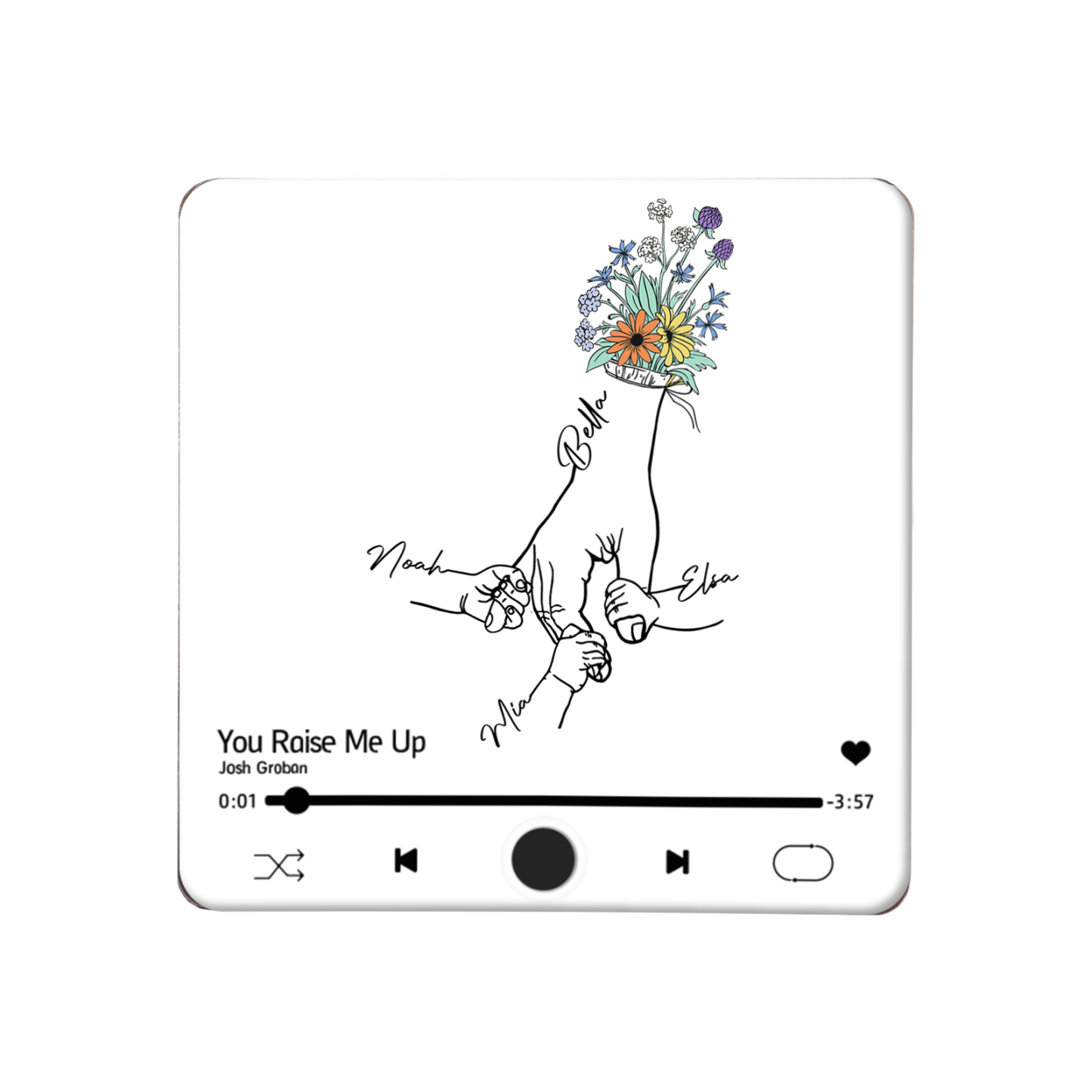 Personalized Hand-Holding Refrigerator Sticker with Custom 4 Names and Music Thoughtful Gift for Mum | Jessemade