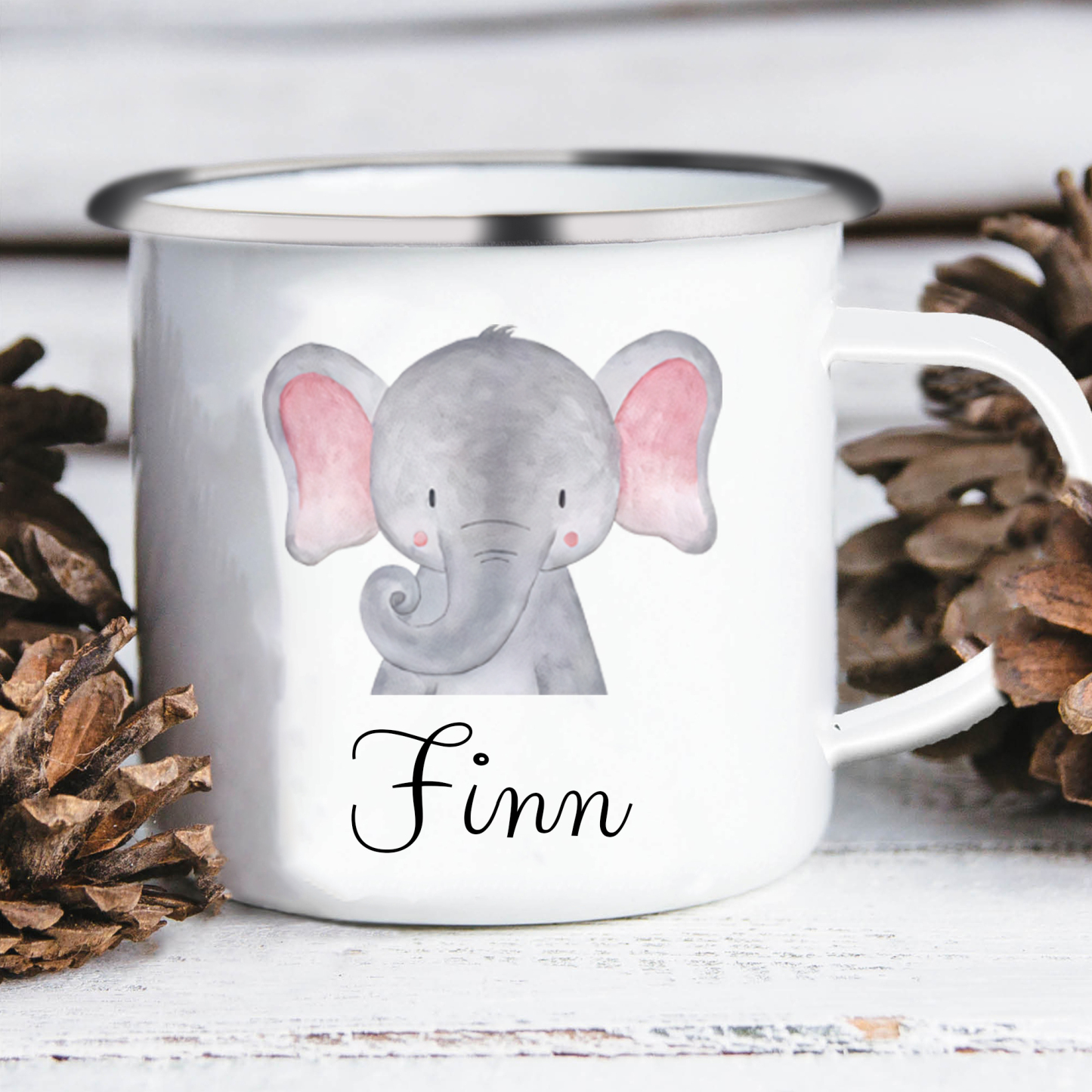 Personalized Animal Back-to-School Enamel Mug - Unique Hand-painted Design, Custom Name, Kids’ Gift