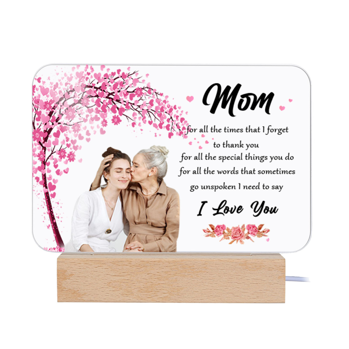 To My Mom-Love Flower Tree Night Light Photo Text Customized LED Bedroom Decoration for Mom