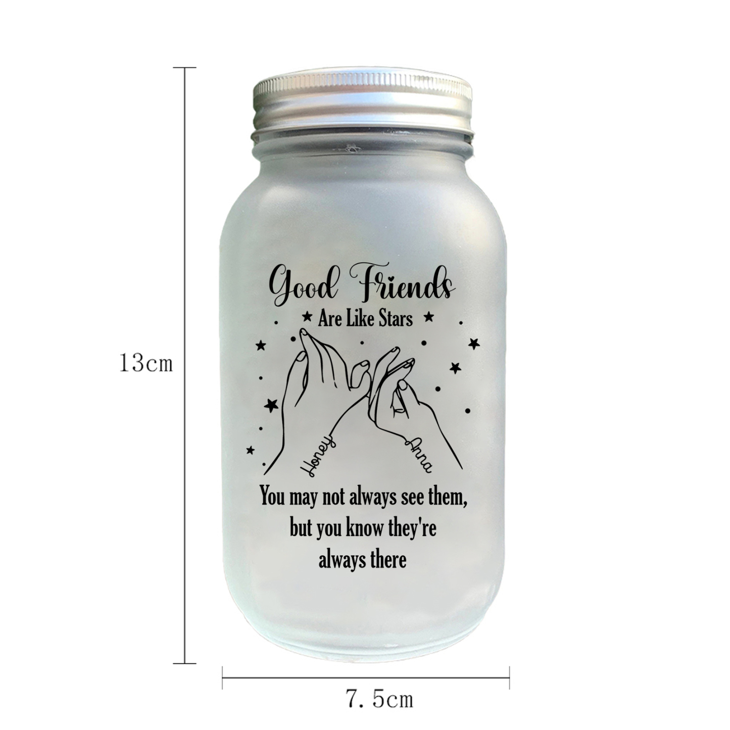 Personalized Luminous bottle – Custom 2 Names Mason Jar Light Gifts For Friends | Jessmade