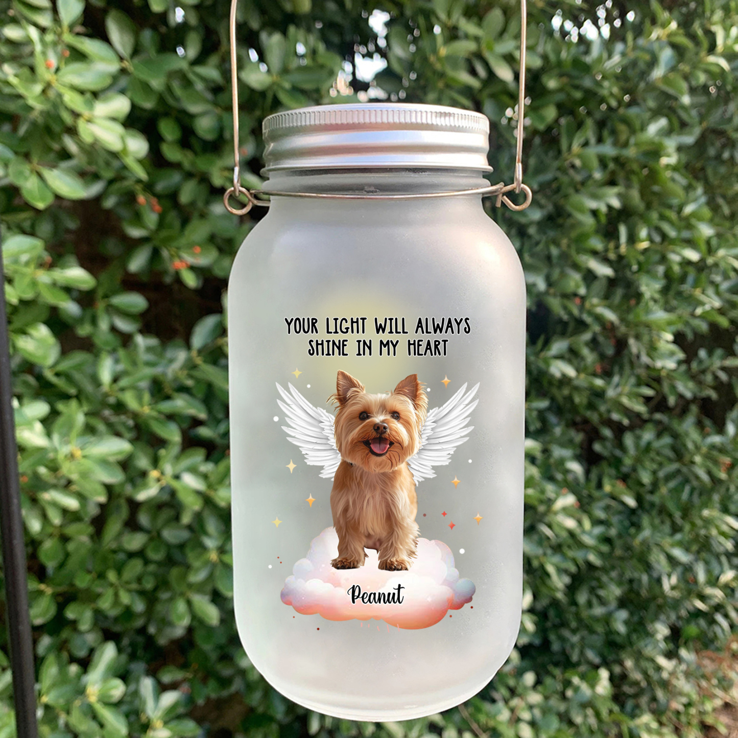 Personalized Pet Memorial Mason Jar Light – Custom Photo & Name for Pet Lovers | Jessmade